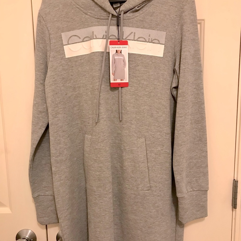 NWT Calvin Klein Jeans Heather Grey Sweatshirt Dress Size Medium